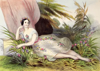 19世紀半ばの「Album de l&39;Opera」からの「フラワーシーン」のマリアタグリオーニ（1804-84年）